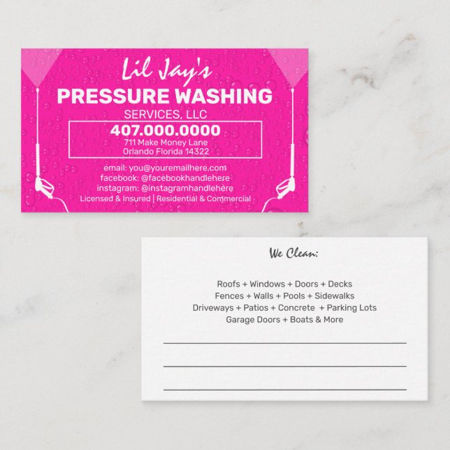 Pressure Washing & Cleaning Business Card Template (Front/Back)
