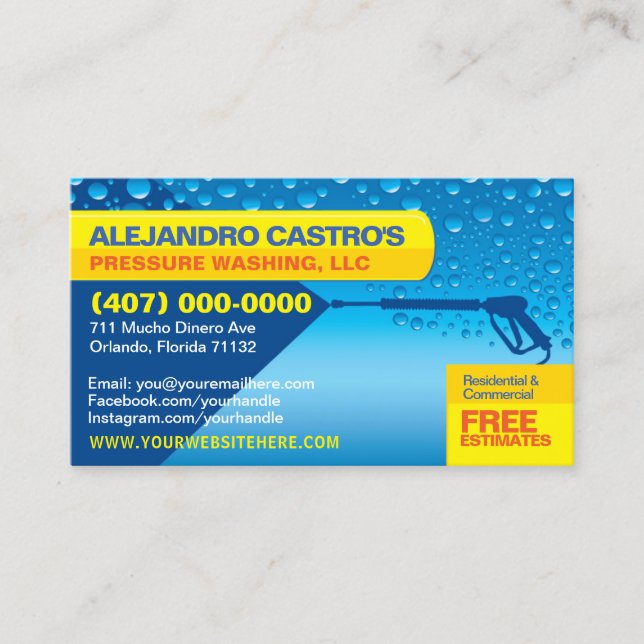 Pressure Washing & Cleaning Business Card Template (Front)