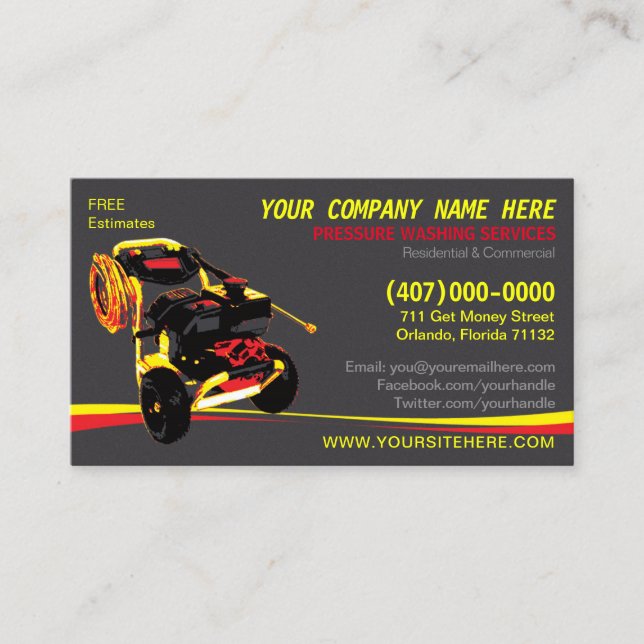 Pressure Washing & Cleaning Business Card Template (Front)