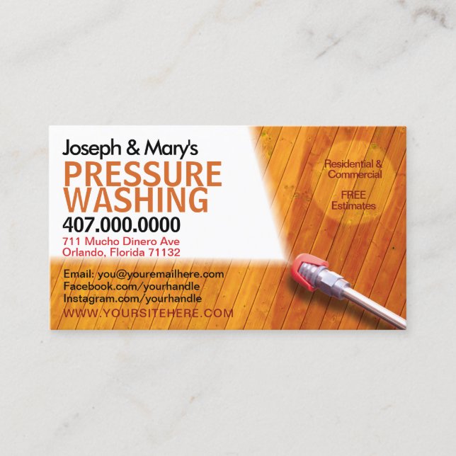 Pressure Washing & Cleaning Business Card Template (Front)