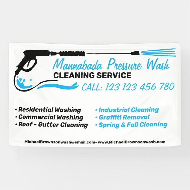 Pressure Washing Modern Power Wash Cleaner Shop Banner (Horizontal)