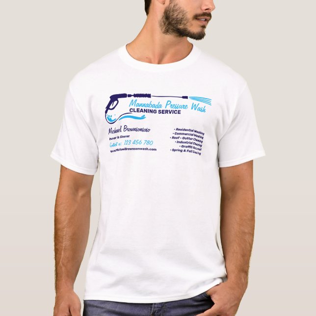 Pressure Washing Navy Power Wash Cleaning T-Shirt (Front)