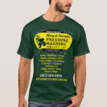 Pressure Washing Power Cleaning Business T-Shirt<br><div class="desc">Increase your visibility and neighbourhood presence while boosting sales with tthis professional pressure washing / power cleaning t-shirt (front & back) design template to print and attract more possible clients. See matching business cards and other possible products for precision branding. Edit by adding and remove information for more accurate branding....</div>