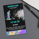 Pressure Washing Power Driveway Cleaning Flyer<br><div class="desc">Professional commercial and residential power washing business card design - blue  pressure washing gun for your pressure washing services</div>