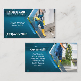 Pressure Washing Power Wash Blue Sea Cleaning Business Card