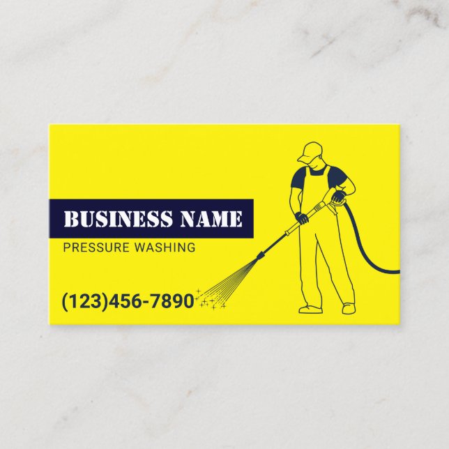 Pressure Washing Power Wash Navy & Gold Cleaning Business Card (Front)