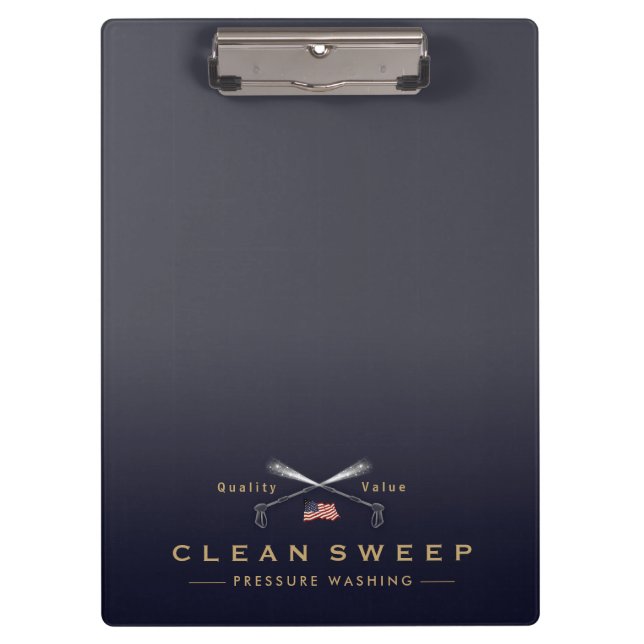 Pressure Washing  Power Wash Patriotic Company Clipboard (Front)