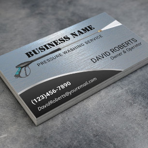 Pressure Washing Power Washer Blue Metal Cleaning Business Card