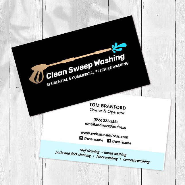 Pressure Washing Power Washing Gold Black Busines Business Card (Creator Uploaded)