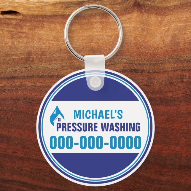 Pressure Washing Round Keychain (Front)