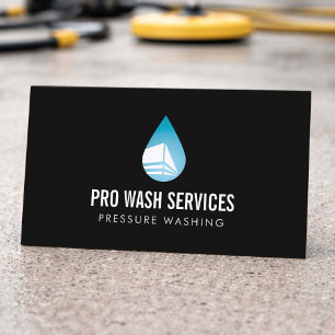 Pressure Washing Water Drop Logo Black Business Card