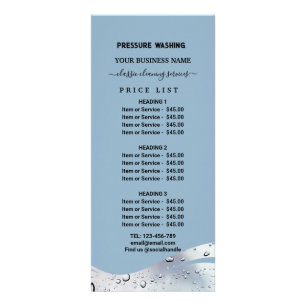 Pressure Washing Water Drops Power Wash Price List Rack Card