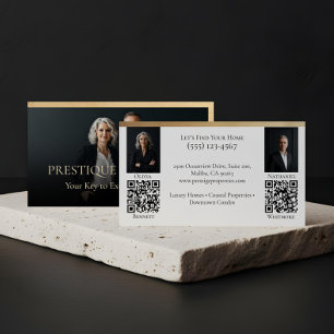 Prestige Luxury Dual Realtor Law Firm Gold & Black Business Card