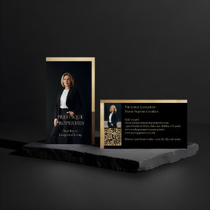 Prestige Luxury Realtor Law Firm Gold & Black Luxe Business Card
