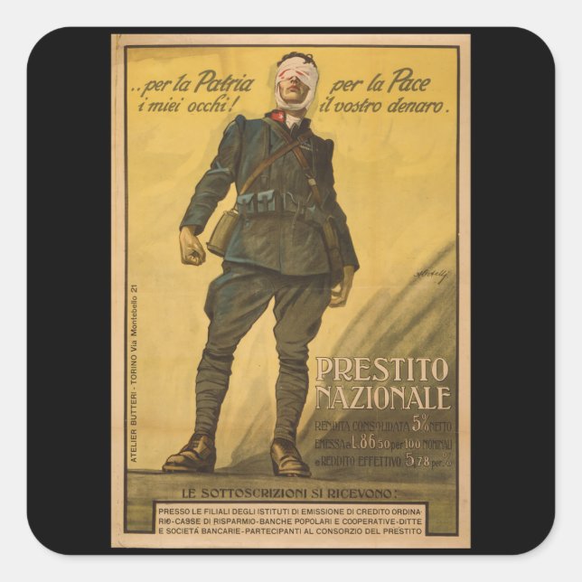 Prestito Nazionale - Vintage Italy War Square Sticker (Front)