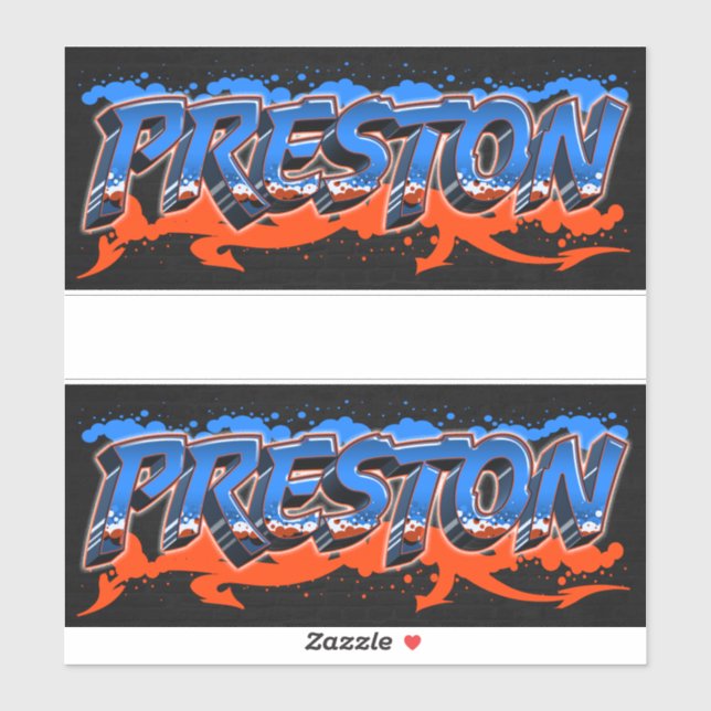 Preston First Name Graffiti Sticker (Sheet)