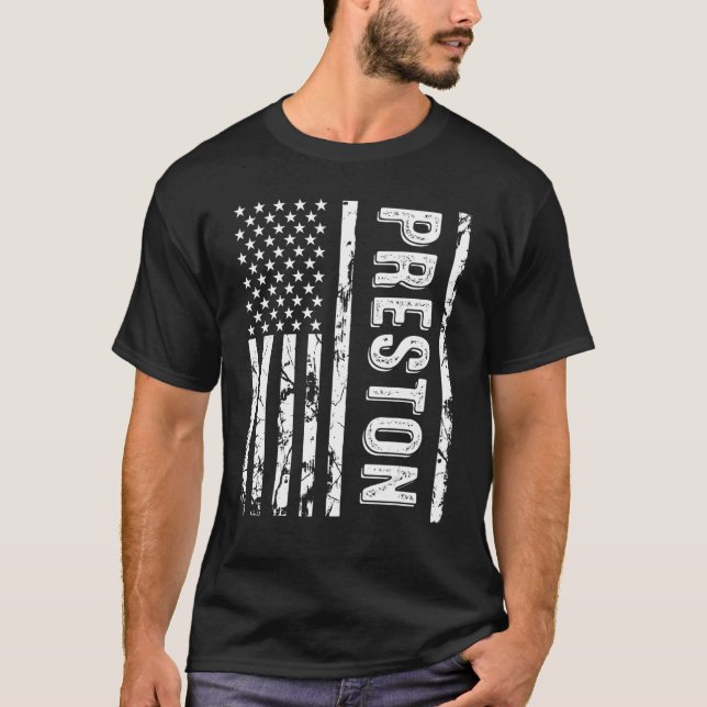 Preston Last Name  Surname Team Preston Family Reu T-Shirt (Front)