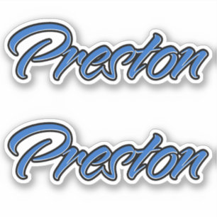 Preston Name Blue Autocollant Sticker Stickerset