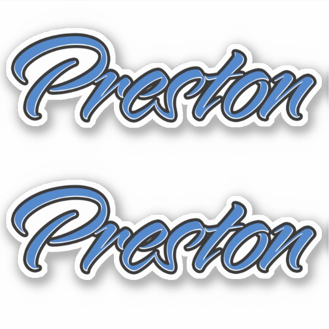 Preston Name Blue Autocollant Sticker Stickerset (Devant)