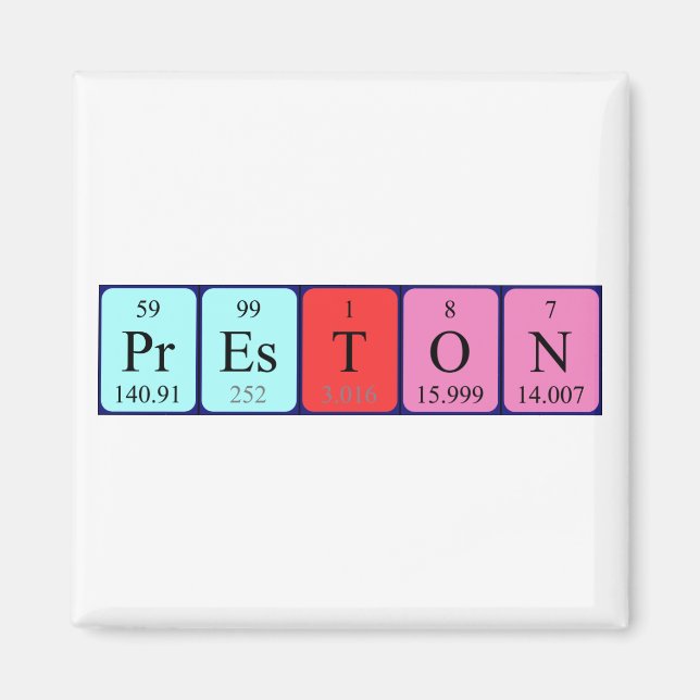 Preston periodic table name magnet (Front)