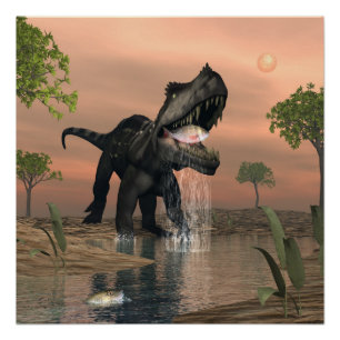 Prestosuchus dinosaur fishing - 3D render Poster