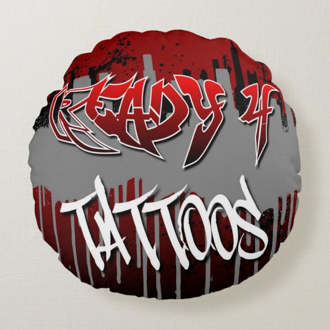 Prêt 4 tatouages Coussin rond (Devant)