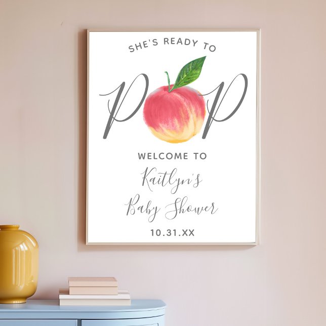 Prêt À Pop | Affiche de bienvenue Baby shower de p (Créateur téléchargé)