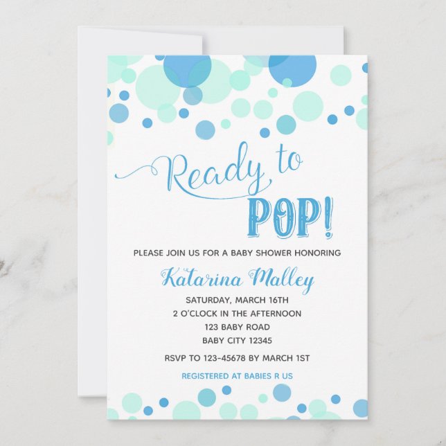 Prêt à pop ! Invitation Baby shower garçon (Devant)