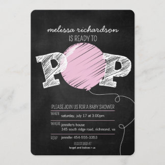 Prêt à pop rose Baby shower fille Invitation