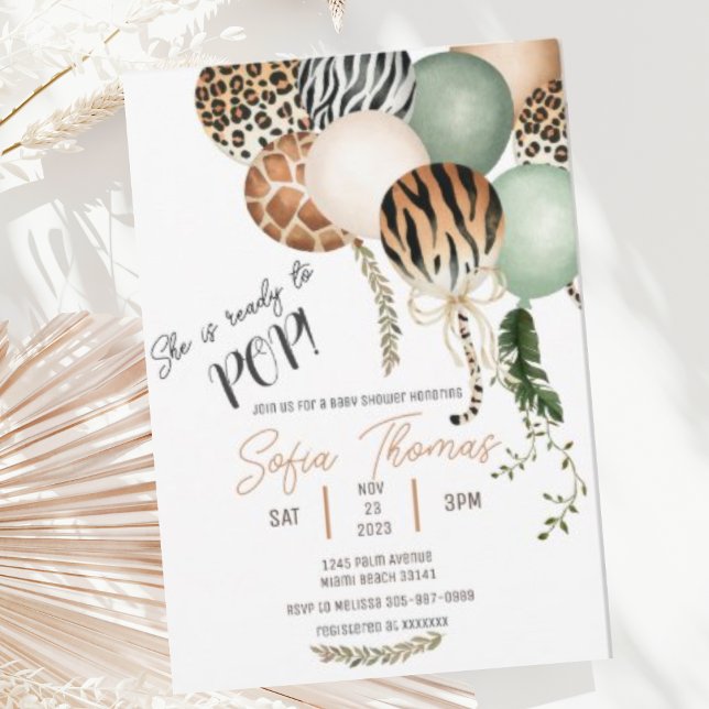 Prêt à pop Safari Baby shower animal Invitation (Créateur téléchargé)