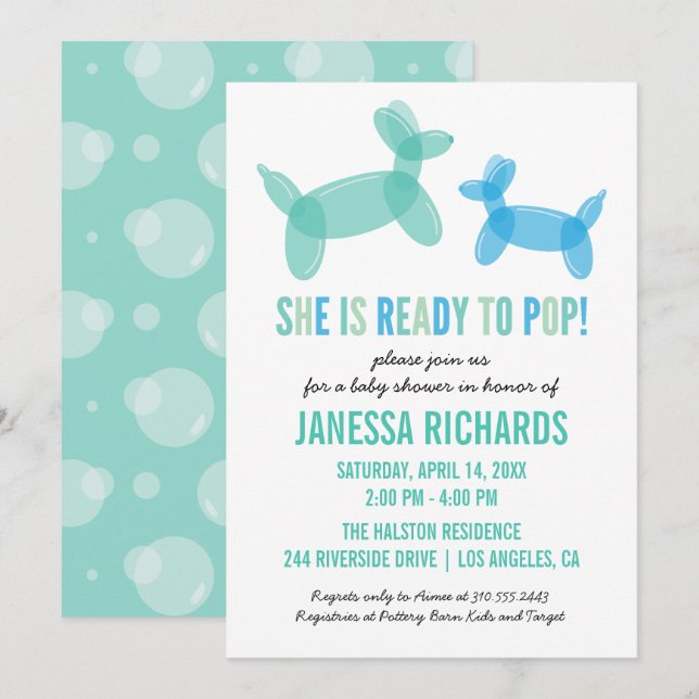 Prêt à pop Stylish Boy Baby Shower Invitations (Devant / Derrière)