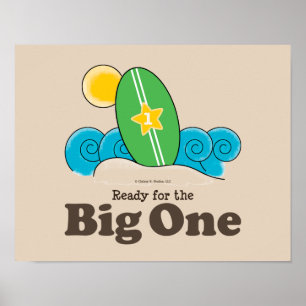 Prêt Pour Le Big One Surfboard Surf Poster Print