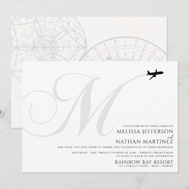 Prêt pour le décollage M Faire-part de mariage ini (Devant / Derrière)