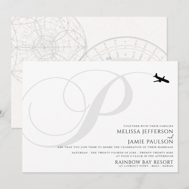 Prêt pour le décollage P Faire-part de mariage ini (Devant / Derrière)