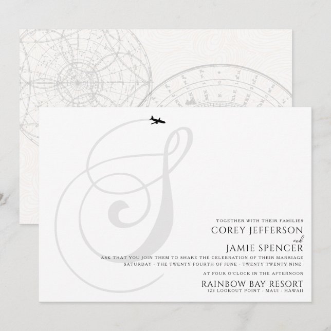 Prêt pour le décollage S Faire-part de mariage ini (Devant / Derrière)