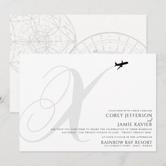 Prêt pour le décollage X Faire-part de mariage ini (Devant / Derrière)