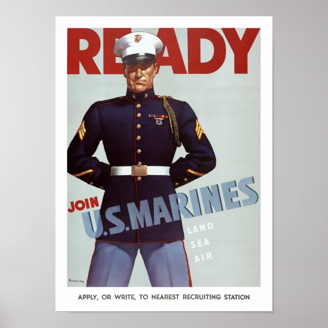 Prêt Rejoignez les Marines des États-Unis Poster m (Devant)