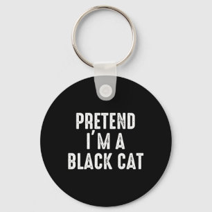 Pretend A Black Cat Costume Halloween Easy Lazy Keychain