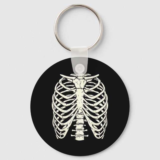 Pretend a Skeleton Rib Cage Funny Halloween Keychain (Front)