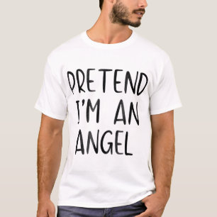 Pretend Angel Costume Halloween Lazy Easy  T-Shirt