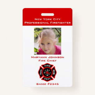 Pretend Firefighter Badge for Kids Personalized