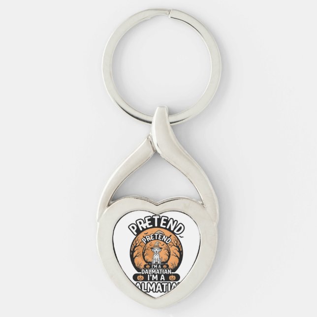 Pretend I’m a Dalmatian Halloween Dog Keychain (Front)