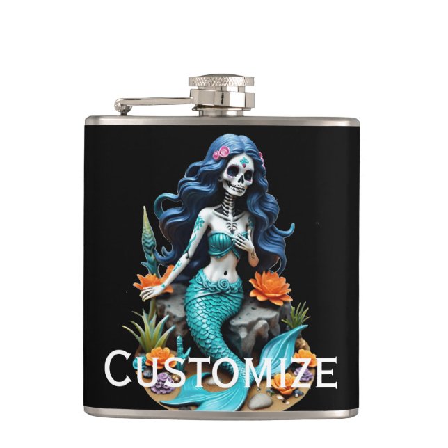 Pretend I'm A Dead Mermaid Thunder_Cove Hip Flask (Front)