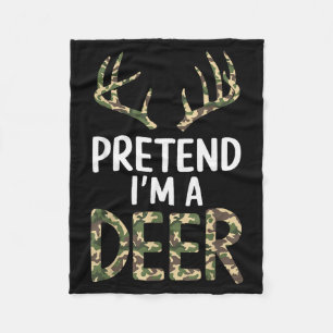 Pretend I'm A Deer Lazy Mens Womens Funny Hallowee Fleece Blanket