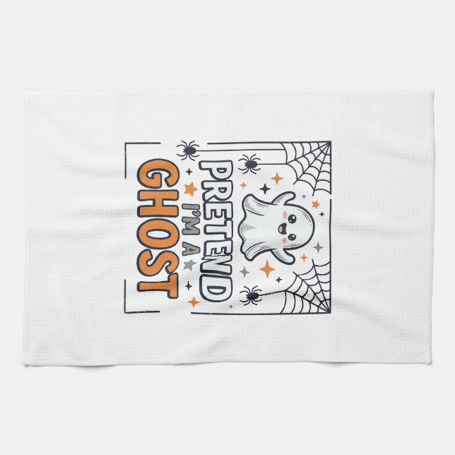 Pretend Im a Ghost Cute Halloween Kitchen Towel (Horizontal)