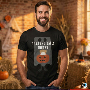 Pretend I'm A Ghost Funny Lazy Halloween Costume T-Shirt