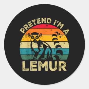 Pretend Im A Lemur Lazy Halloween Costume Classic Round Sticker