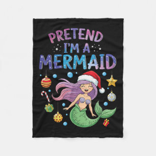 Pretend I'm A Mermaid Halloween Costume Girl Fleece Blanket