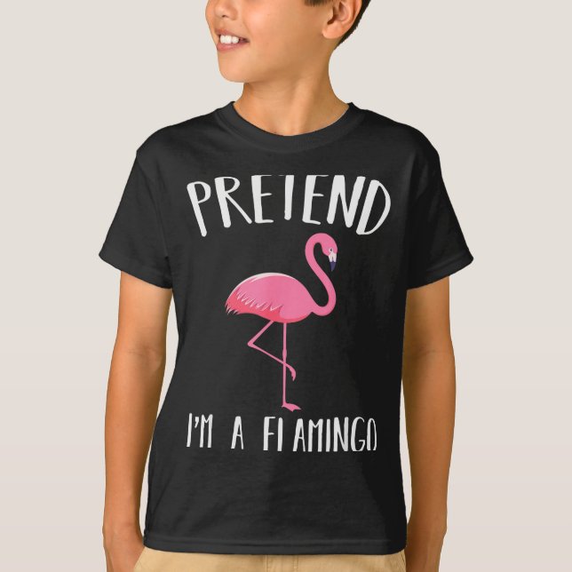 Pretend I'm A Nk Flamingo Funny Halloween Costume  T-Shirt (Front)