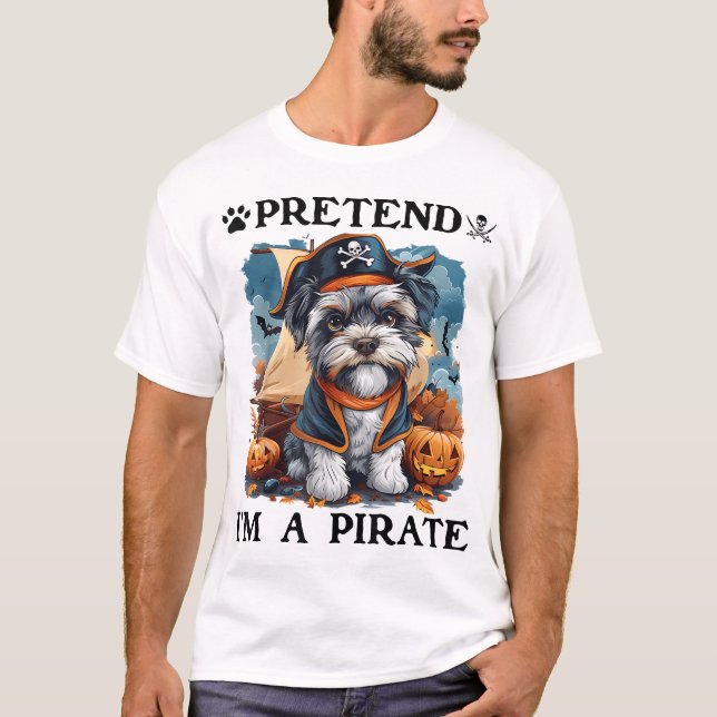 Pretend I'M A Pirate Miniature Schnauzer Halloween T-Shirt (Front)